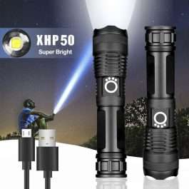 Metal Body Rechargeable Zoom LED Powerbank Flashlight